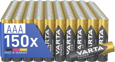 Productafbeelding van VARTA AAA-batterijen, voorraadpakket van 150 stuks, "Power on Demand", alkalische batterijen