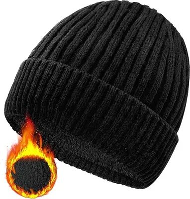 Produktbild von Beanie Herren Winter Thermo Fleece Strickmützen Wintermütze Stretchy Wooly Mütze für Damen