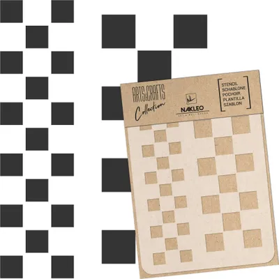 Produktbild von Malschablone für Handwerk A5 15x21cm, Schachbrett Quadrat Retro Muster, Wiederverwendbare Kunststoff DIY & Scrapbooking Zeichenschablone