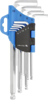 Produktbild von Högert Sechskantschlüsselsatz mit Kugelkopf CrV, 9 Stk.