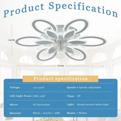 Productafbeelding van Plafondventilator Met Verlichting Dimbaar Op Afstandbediening en App