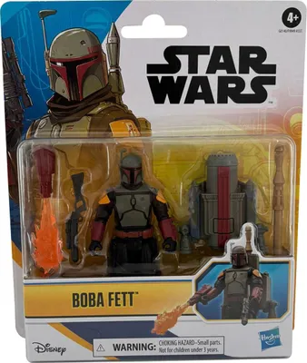 Image de Disney Star Wars, Boba Fett, figurine avec armure, fusil, blaster, 10 cm, figurine de collection, Hasbro G0140