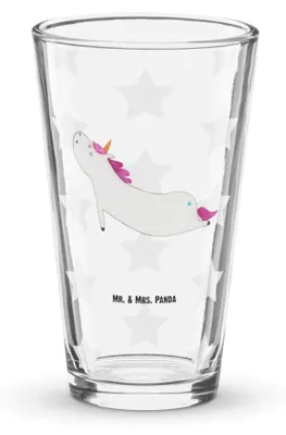 Produktbild von Mr. & Mrs. Panda Bierglas Einhorn Yoga - Transparent - Geschenk, Tumbler, Pintglas, Trinkglas, Wasserglas, Namaste, Entspannung, Unicorn, Sport, Achtsamkeit, Glas, Lustig