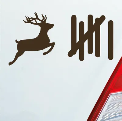 Produktbild von Auto Aufkleber Strichliste Tally List Hirsch Winter Deer 15x8 cm Braun Sticker Heckscheibenaufkleber