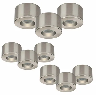 Produktbild von Malmbergs MD-29 LED Kit Satin – 9er Set Mini LED Spots – Dimmbar – Einbau & Aufbau – IP44 – 36mm