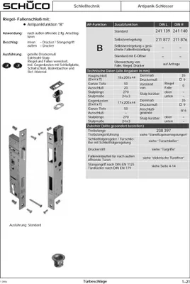 Produktbild von Schüco Antipanik Riegel-Fallenschloss Fkt B, DIN links 241139