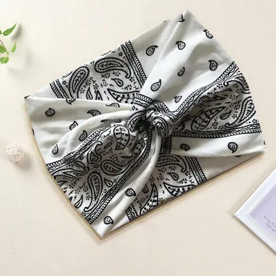 Produktbild von Paisley-Haarband Baumwolle – Weißer Vintage-Paisley für Alltag