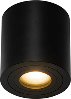 Produktbild von QAZQA - Modern Moderner Bad I Badezimmerfleck schwarz rund IP44 - Capa - Aluminium Zylinder - LED geeignet GU10
