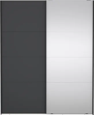 Produktbild von Catania Kleiderschrank 221x179x65cm, 1 Schiebetür, 1 Schiebetür mit Spiegel matte grau.