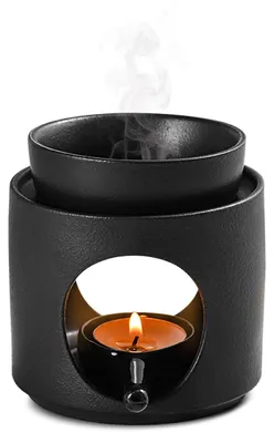 Keramische Duftlampe für ätherische Öle, 11 cm, schwarz