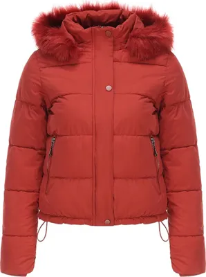 Produktbild von ASKSA Damen Daunenjacke Kurz Wintermantel Langarm Warm Gesteppte Outdoor Winterjacke, Rot, 2XL