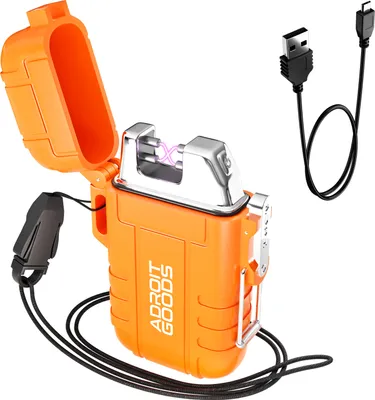 Obrázok produktu pre AdroitGoods Elektrický plazmový zapaľovač - dobíjateľný cez USB - s popruhom na prenášanie a nabíjacím káblom - oranžový