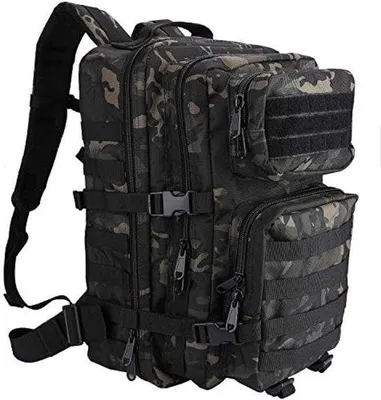 Obrázek produktu pro Taktický batoh 40 l, velký, na lov a trekking, kamufláž, černý