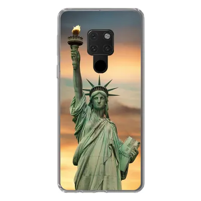Produktbild von MuchoWow® Handyhülle Schutzhülle Hülle für Huawei P40 Lite New York - Freiheitsstatue - Sonnenuntergang Silikon Softcase Handy Hülle - Handy