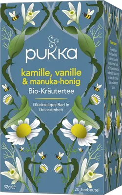 Immagine prodotto di Miscela di tè biologica alla camomilla, vaniglia e miele di manuka, 32 g