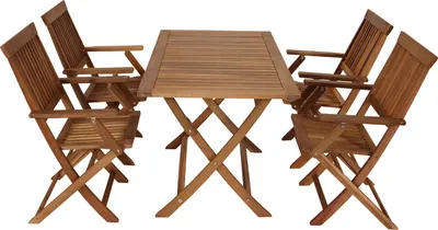 Produktbild von DEGAMO Gartenset Sitzgruppe Holzgarnitur Klappgarnitur TOBAGO 5-teilig, Akazie geölt, klapbar