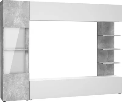 Produktbild von MIRJAN24 Wohnwand Lazando, Stilvoll Wohnzimmer-Set, Schrankwand, Praktisch Mediawand, TV-Schrank (Farbe: Weiß / Beton, ohne Beleuchtung)