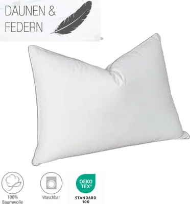 Produktbild von Kopfkissen Feder Daune 40x80cm Baumwolle Natur Hotel Pension
