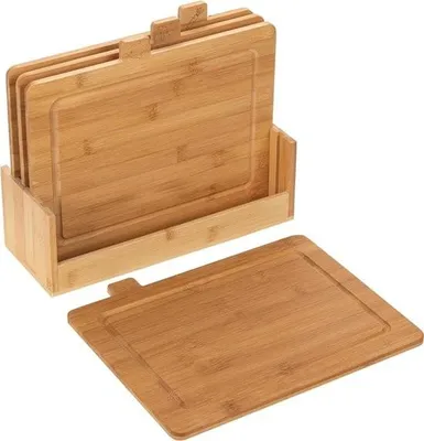 Produktbild von Schneidebrett-Set mit Halter – Küchenutensilien – Modernes Design – Schneidebrett – Schneidebrett-Set – Schneidebretter – Ein Muss für die Küche!
