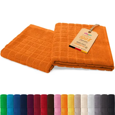 Produktbild von EllaTex PARIS 2er Set Duschvorleger 50x70 cm – 100% Baumwolle, 700 g/m² Badematten, in Farbe: Orange