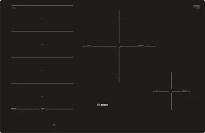 A top-down view of a black induction hob.