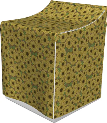 Produktbild von ABAKUHAUS Blumen Waschmaschienen und Trockner Bezug, Sunflowers Natur Schönheit, Dekorativer Bezug aus Stoff, 70x75x100 cm, Khaki und Olivgrün