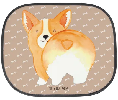 Produktbild von Mr. & Mrs. Panda Sonnenschutz Auto Corgi Po - Hundeglück - Geschenk, Hund, Corgie, hitzeschutz, Spruch, Süß, Sonnenblende, saugnapf, Sprüche, für