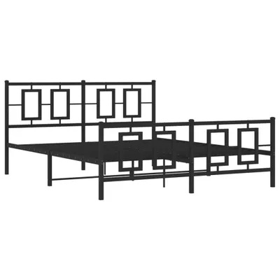 Obrázok produktu pre Kovový rám postele s čelom a podnožkou čierny 150x200 cm