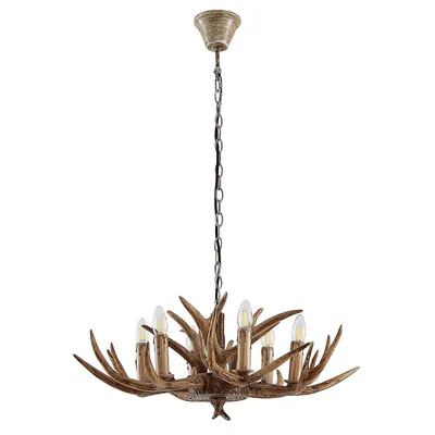 Produktbild von Lindby Hängelampe Tejask, Ø 70 cm, 6-flammig, Geweih, E14