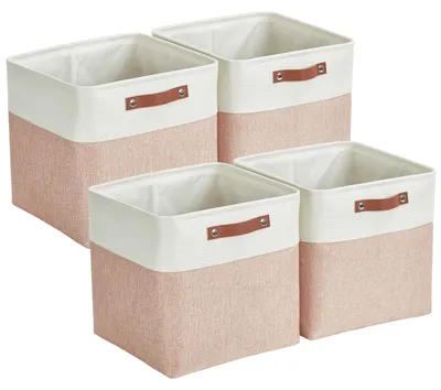 Produktbild von Würfelförmiger Aufbewahrungskorb, 33x33x33 cm, Set mit 4 Stoffaufbewahrungsboxen für Regale, Spielzeug, Büro und Kleiderschrank.