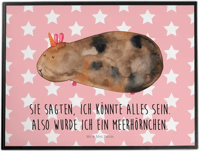 Produktbild von Mr. & Mrs. Panda schreibtischunterlage Einhorn Meerschweinchen - Rot Pastell - Geschenk, tischschutz, Unicorn, Einhörner, Meerschwein, Meerhörnchen, Tischschoner