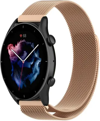 Produktbild von Strap-it Milanese Armband - Kompatibel mit Amazfit GTR 3 (Pro) Armband Ersatzarmband Edelstahl - Armband mit Magnetverschluss - Hochwertiges Material - für Smartwatch 22mm Armband Rosa Gold