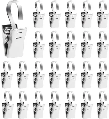 Produktbild von Ibenzoa® Gardinenclips aus rostfreiem Edelstahl, silberfarben, 100 Stück – stabile Haken für vielseitige Aufhängungen