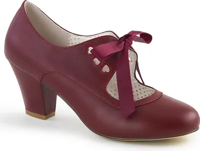 Produktbild von WIGGLE-32 Pin Up Couture Mary Jane Damen Pumps Herz Cutouts burgund Lederoptik