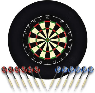 Produktbild von Dartbrett Sisal mit 12 Darts und Surround - Vollmontageset