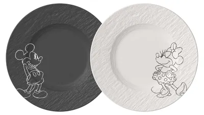 Obrázek produktu pro Villeroy & Boch Disney, Snídaňový talíř, Kulatý, Porcelán, Černá, Bílá, Mickey Mouse, 21,7 cm