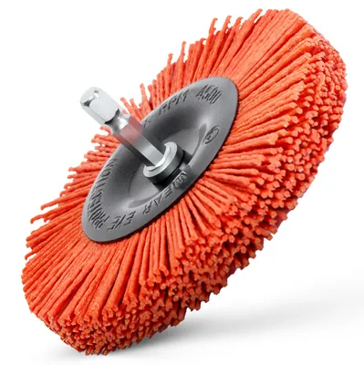 Obrázok produktu pre S&R nylonová kotúčová kefa, priemer 100 mm, štvorhranná násada 1/4" (6,35 mm)