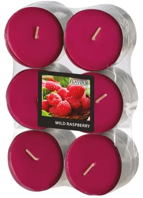 Produktbild von 12 Gala Flavour by GALA Maxi Duftlichte Ø 58 mm, 24 mm weinrot - Wild Raspberry 96925 Riesen-Teelichte Duftkerzen