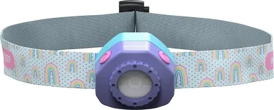 Produktbild von Ledlenser KIDLED4R Kinder Stirnlampe Lila, 3 Farbmodi (Rot, Blau, Weiß), Blinkfunktion, wiederaufladbar, Clip