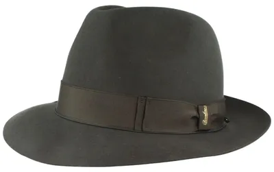 Borsalino klassischer Biber-Haarfilzhut Fedora in grau