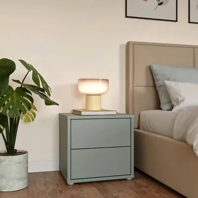Produktbild von Forte ALICE SPRINGS Nachtschrank 50, modern-minimalistisch, 2 Schubladen, Schlafzimmer, Holzwerkstoff, Salbei, 49,8 cm breit x 47,9 cm hoch x 41,5 cm tief