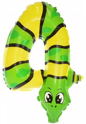 Produktbild von Folienballon in Form der Zahl 4 mit Tiermotiv
