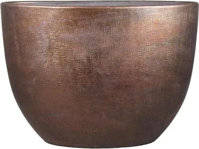 Produktbild von INNA-Glas Ovaler Keramiktopf Agape mit Maserung, Kupfer, 50x20x36cm - Deko Übertopf