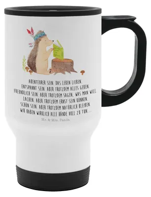 Produktbild von Mr. & Mrs. Panda thermosbecher Igel Federschmuck - Weiß - Geschenk, Thermobecher, To-Go-Becher, Kaffeebecher To Go, Lagerfeuer, Camping, Tiere, Teebecher, Abenteuer