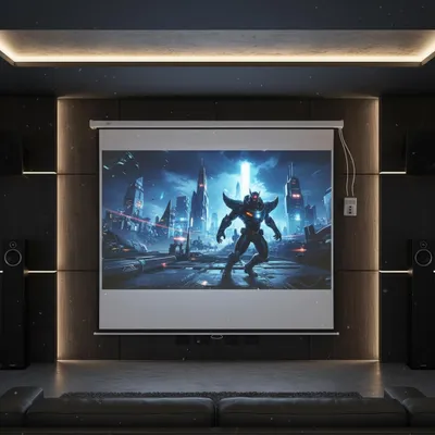 Produktbild von Beamerleinwand 203x203cm 120" Motor Leinwand inkl. FFB Projektion Heimkino Rollo