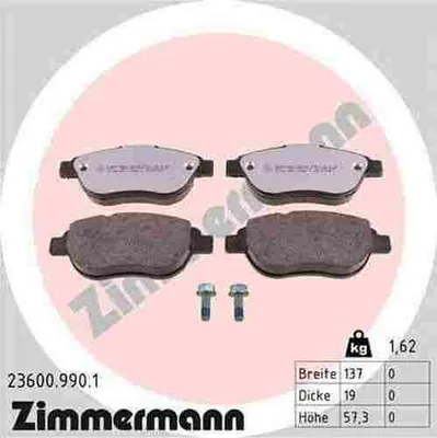 Produktbild von ZIMMERMANN Bremsbeläge Satz Vorne Bremsklötze passend für PEUGEOT 207 (WA, WC) 23600.990.1