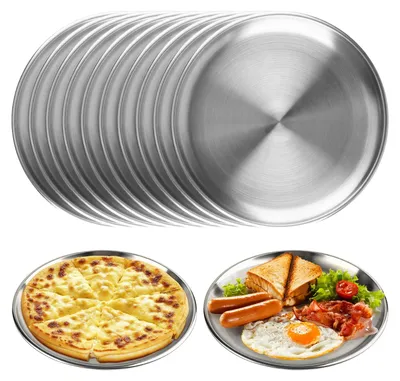 Produktbild von Edelstahl-Teller - Set aus 6 Stück - Camping-Geschirr - Ø 20 cm