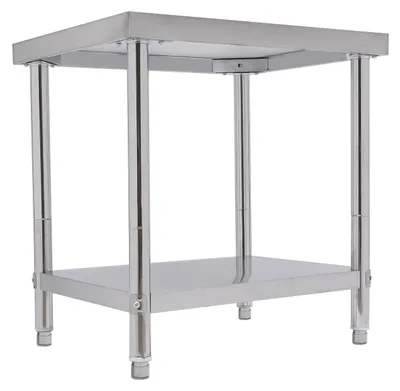 Image de Table de travail en acier inoxydable - Table de cuisine à 2 niveaux - Capacité de charge : 400 kg - Étagère de rangement autoportante - Pour usage professionnel (restauration) et domestique (cuisine, buanderie) - Argentée