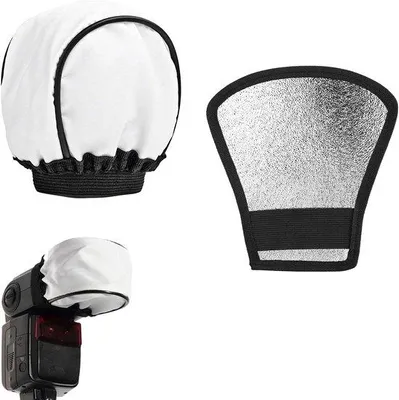 Immagine prodotto di Diffusore universale per obiettivi fotografici, color argento, a prova di polvere, doppio, riflettore per flash 2 in 1