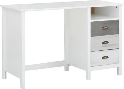 Produktbild von Schreibtisch >Bjørg< in Weiß, MDF/Kiefer - 120x75x50cm (BxHxT)